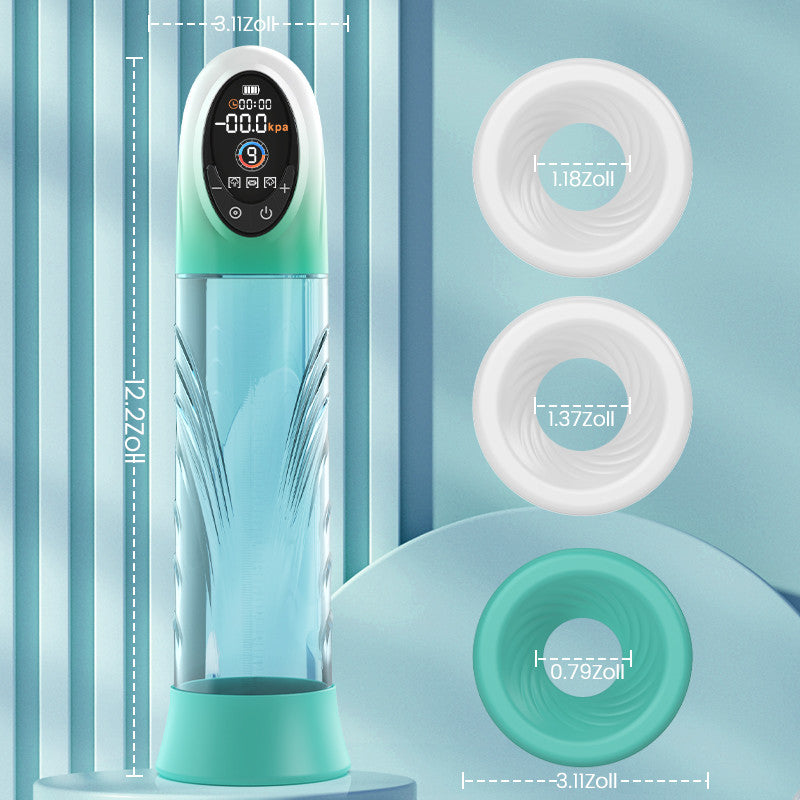 Green Pioneer – 4 Druckstufen und 9 Saugmodi – Wasser-Penispumpe mit LCD-Display