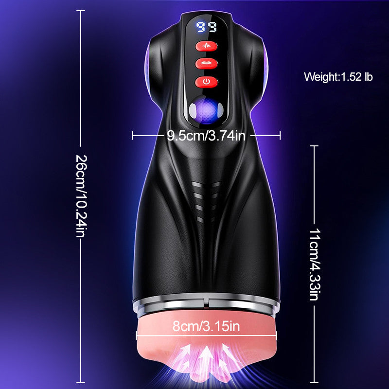 Daphne - 3 Hüllen Taschenmuschi Penis-Pumpe mit 9 Saug- & 9 Vibrationsmodi für männliche Mast