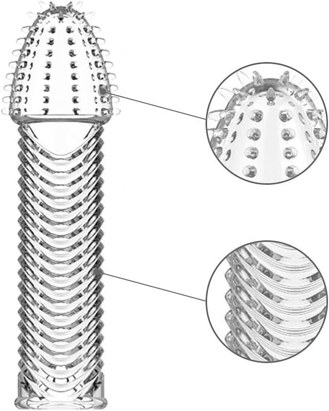 4er Pack Dick Sleeve - Silikon Transparente Wiederverwendbare Peniskondome für Intensive Stimulation Penishülle für Penisverlängerung und Erektionsverbesserung