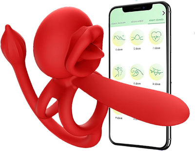 4 in1 Penisring Vibrator Prostata Stimulation APP Penisring Set Sex Spielzeug, Penis Vibrator Massagegerät mit 3 Vibrationsmodi Penis Hoden langanhaltende Erektion Sexspielzeug für Männer