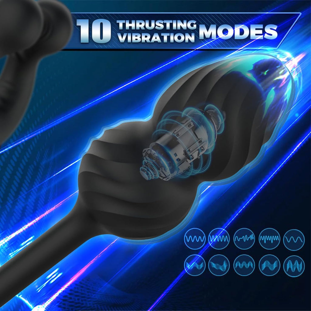 Männlicher Prostata Stimulator Massagegeräte Analvibratoren mit Penisring Analplug für Männer APP Steuerung Analplug 10 Vibrationen und 10 Swing modi Dehnbar Silikon Penisringe Sexspielzeug