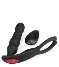Load image into Gallery viewer, Analplug mit Hoden-Massager und Vibrations- und Stoßfunktion Ode