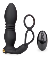 Load image into Gallery viewer, Analplug mit Stoßfunktion, Vibration und Cockringen Luck