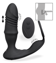 Load image into Gallery viewer, Analplug mit Vibration, Stoßfunktion und Cockring Clark