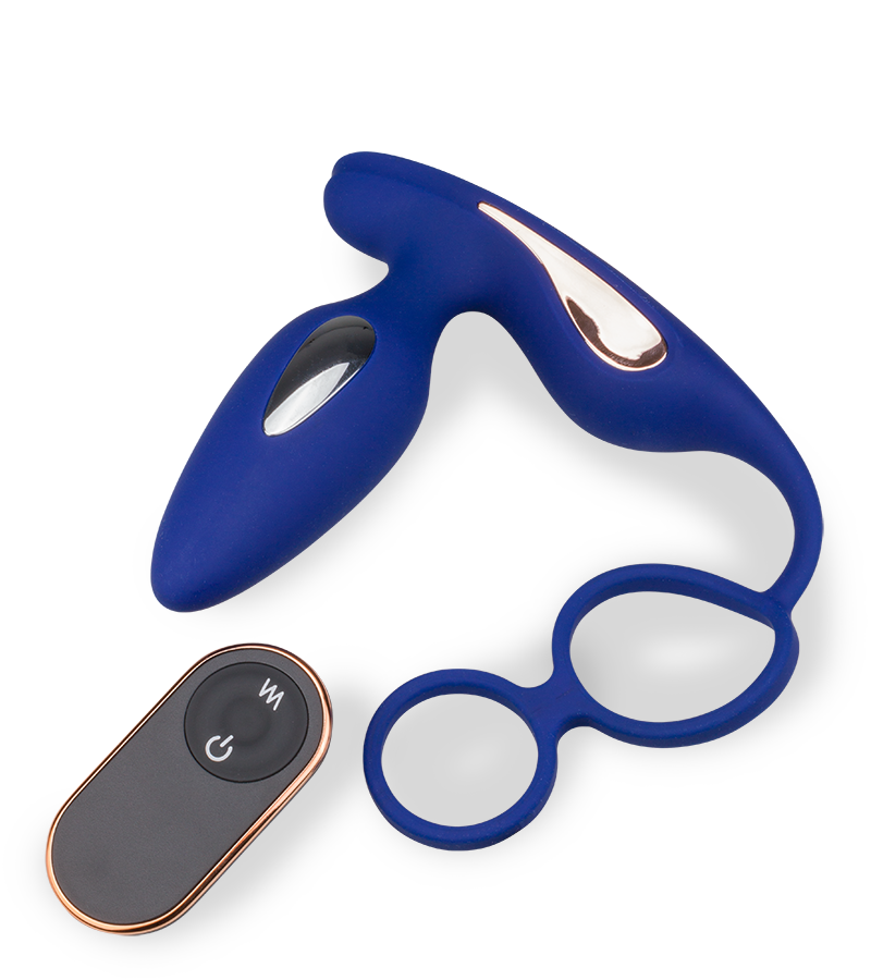 Analplug mit Vibration und Estim und Cockring Fever