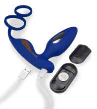 Load image into Gallery viewer, Analplug mit Vibration und Estim und Cockring Fever
