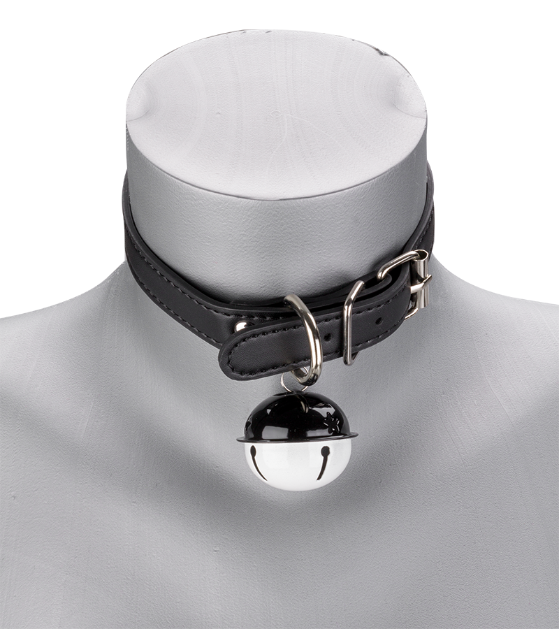BDSM-Halsband aus Kunstleder mit großer Glocke