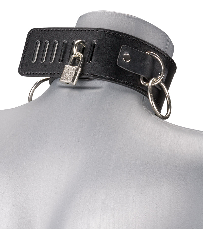 BDSM-Halsband mit 3 O-Ringen und Leine