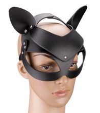 Load image into Gallery viewer, BDSM-Katzenmaske aus Kunstleder mit Strass