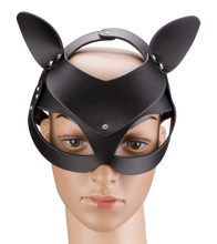 Load image into Gallery viewer, BDSM-Katzenmaske aus Kunstleder mit Strass