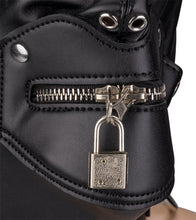 Load image into Gallery viewer, BDSM-Kopfmaske mit Reißverschluss am Mund und Schloss
