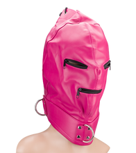 Load image into Gallery viewer, Bondage-Haube mit Reißverschlüssen an Augen und Mund