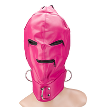 Load image into Gallery viewer, Bondage-Haube mit Reißverschlüssen an Augen und Mund