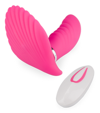 Load image into Gallery viewer, Butterfly-Vibrator in Muschelform mit Innendildo