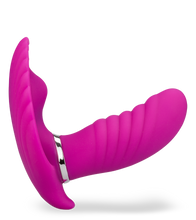 Load image into Gallery viewer, Butterfly-Vibrator in Muschelform mit Innendildo