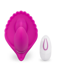 Load image into Gallery viewer, Butterfly-Vibrator in Muschelform mit Innendildo
