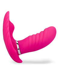 Load image into Gallery viewer, Butterfly-Vibrator in Muschelform mit Innendildo