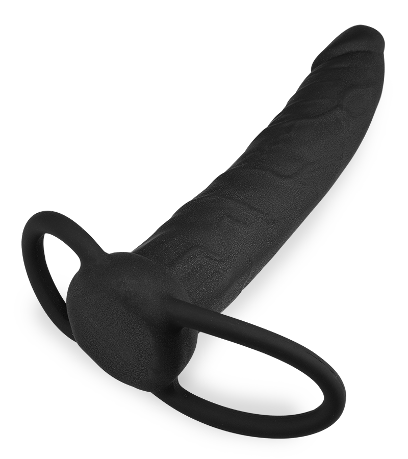 Doppeldildo mit Penis- und Hodenring