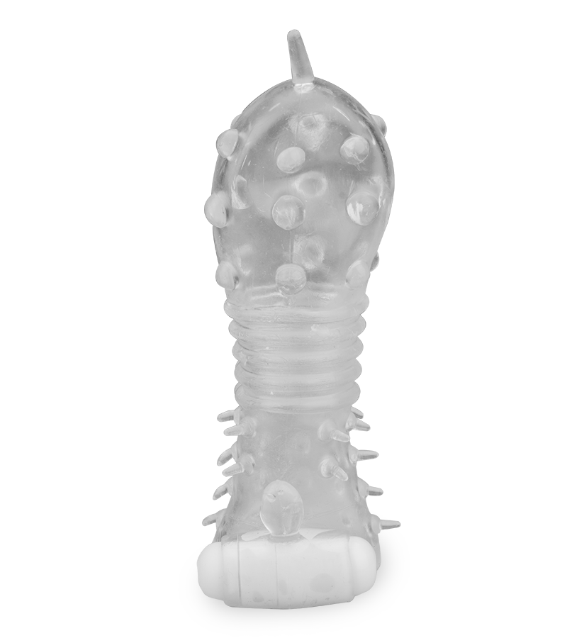 Durchsichtige Vibro-Penishülle mit Noppen
