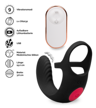 Load image into Gallery viewer, Ferngesteuerter Hoden-Massager mit Doppel-Cockring Shape