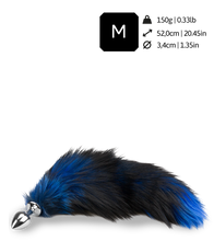 Load image into Gallery viewer, Foxtail-Analplug in Schwarz und Blau