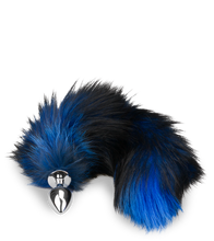Load image into Gallery viewer, Foxtail-Analplug in Schwarz und Blau