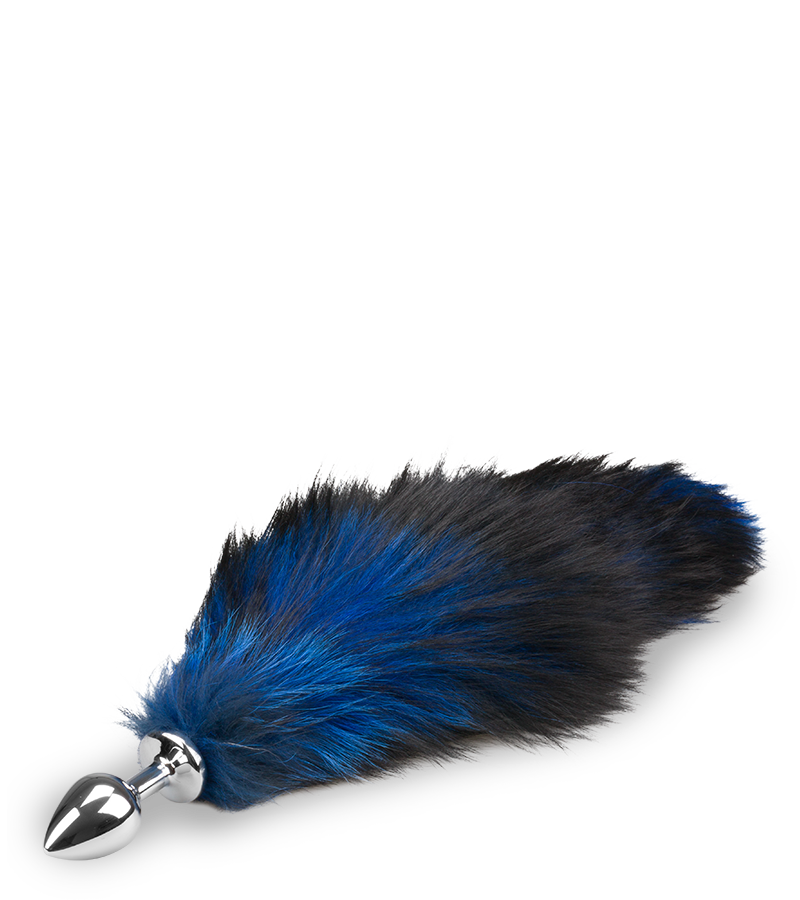 Foxtail-Analplug in Schwarz und Blau