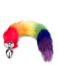 Load image into Gallery viewer, Fuchsschwanz-Plug in Regenbogenfarben Pride