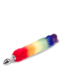 Load image into Gallery viewer, Fuchsschwanz-Plug in Regenbogenfarben Pride