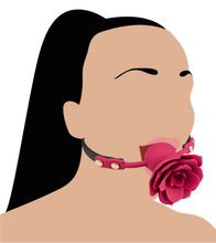 Load image into Gallery viewer, Gagball aus Silikon und Kunstleder mit Rosen-Dekor