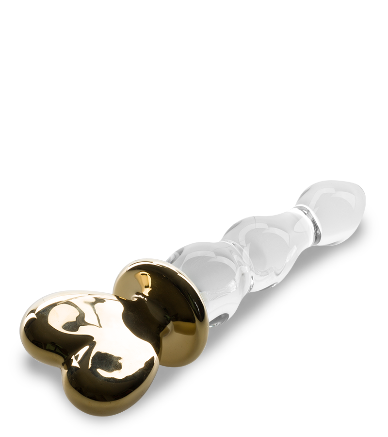 Glasdildo Golden Heart