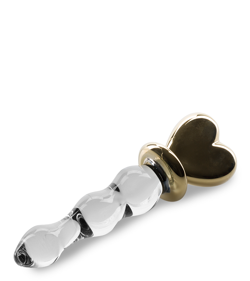 Glasdildo Golden Heart