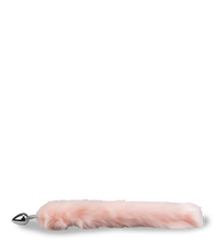 Load image into Gallery viewer, Metall-Plug mit rosa Foxtail aus Kunstfell