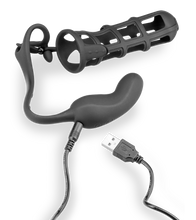 Load image into Gallery viewer, Peniskäfig mit Hodenring und Analvibrator