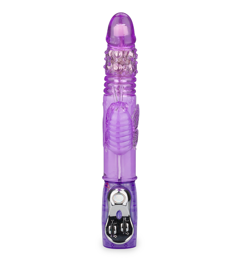 Pinker XL-Rabbit-Vibrator Butterfly mit Stoßfunktion
