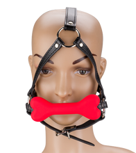 Load image into Gallery viewer, Puppy-Play-Kopfgeschirr mit Knebel aus Silikon 12,3 cm