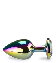 Load image into Gallery viewer, Regenbogenfarbener Rosebud-Analschmuck in Herzform M