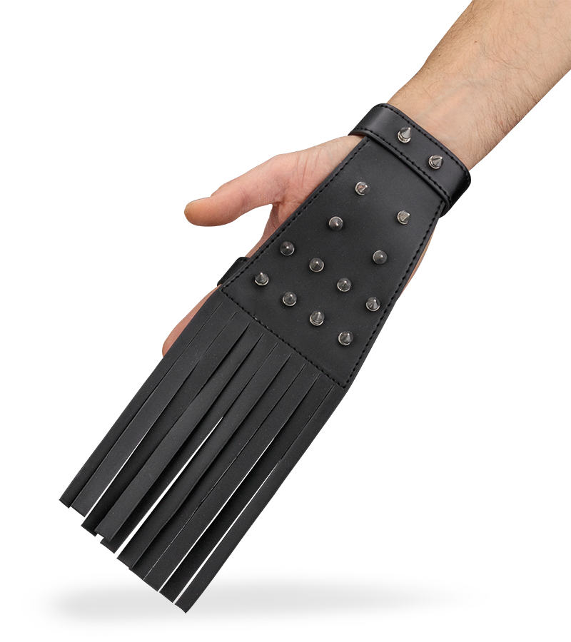 Riemen-Handschuh aus Kunstleder mit Stacheln