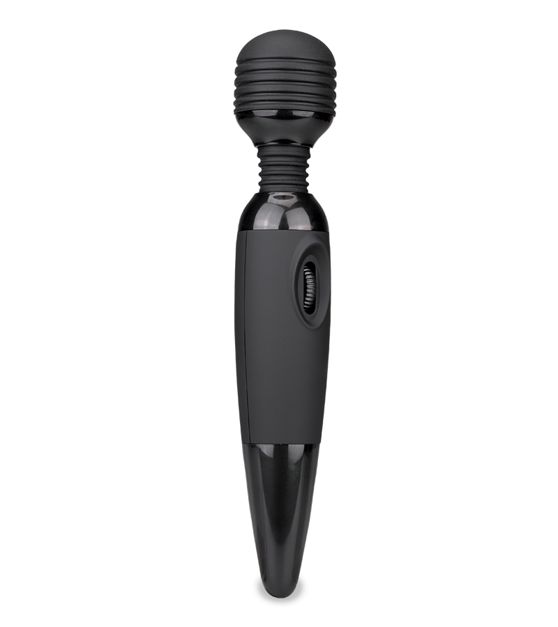 Schwarzer Fantasy Wand Massager mit 2 Aufsätzen