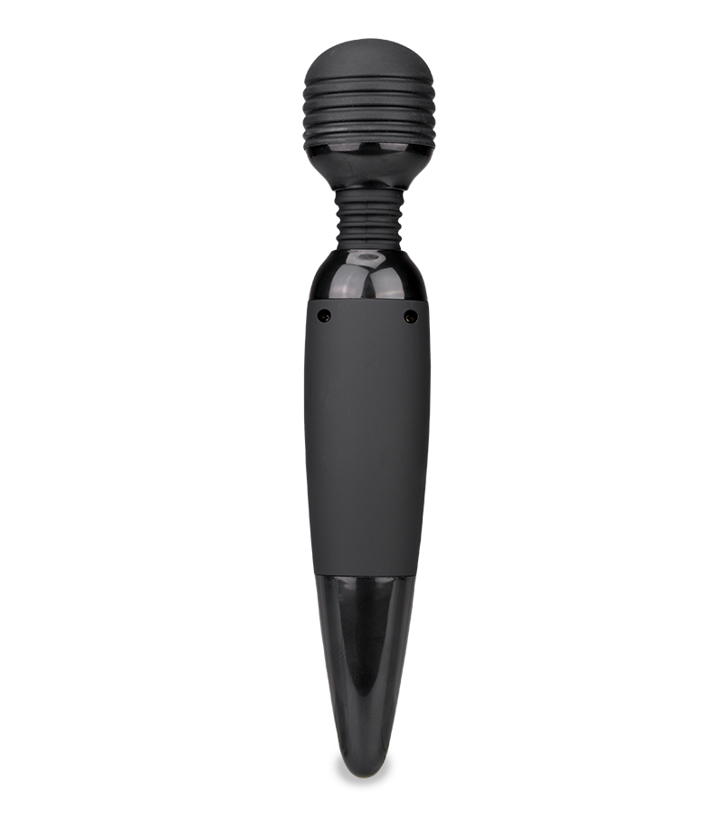 Schwarzer Fantasy Wand Massager mit 2 Aufsätzen