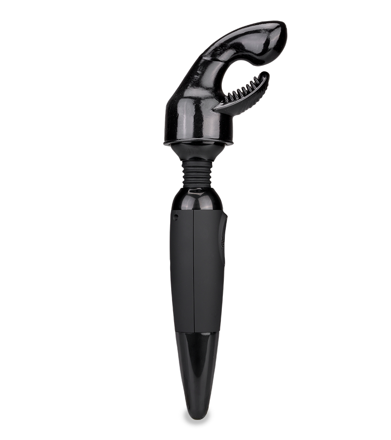Schwarzer Fantasy Wand Massager mit 2 Aufsätzen