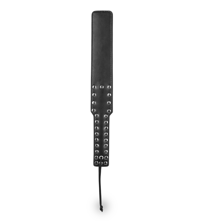 Schwarzes Kunstleder-Paddle mit Nieten 38 cm