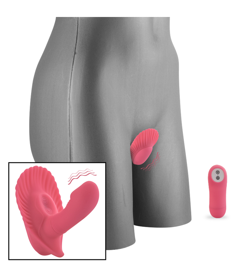 Slip-Vibrator mit Innendildo in Muschelform
