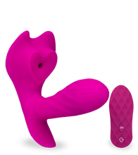 Load image into Gallery viewer, Vibrating Panty mit Druckwellen und Innendildo