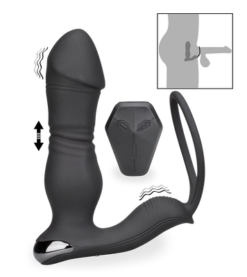 Vibrierender Analplug mit Stoßfunktion und Cockring Hera