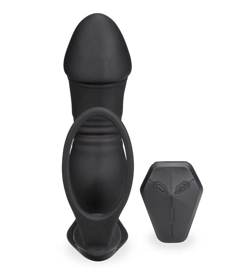Vibrierender Analplug mit Stoßfunktion und Cockring Hera