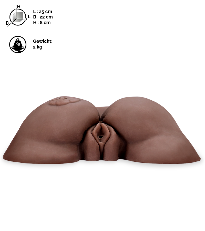 Vibrierender Po-Masturbator Vagina und Anus - Dunkle Haut