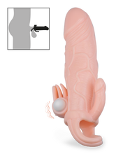 Load image into Gallery viewer, Vibro-Penishülle mit Anus- und Klitorisreizer