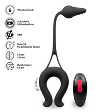 Load image into Gallery viewer, Vibro-Penisring mit Analplug Lucifer