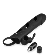 Load image into Gallery viewer, Vibro-Sleeve aus Silikon mit Rabbit-Reizer